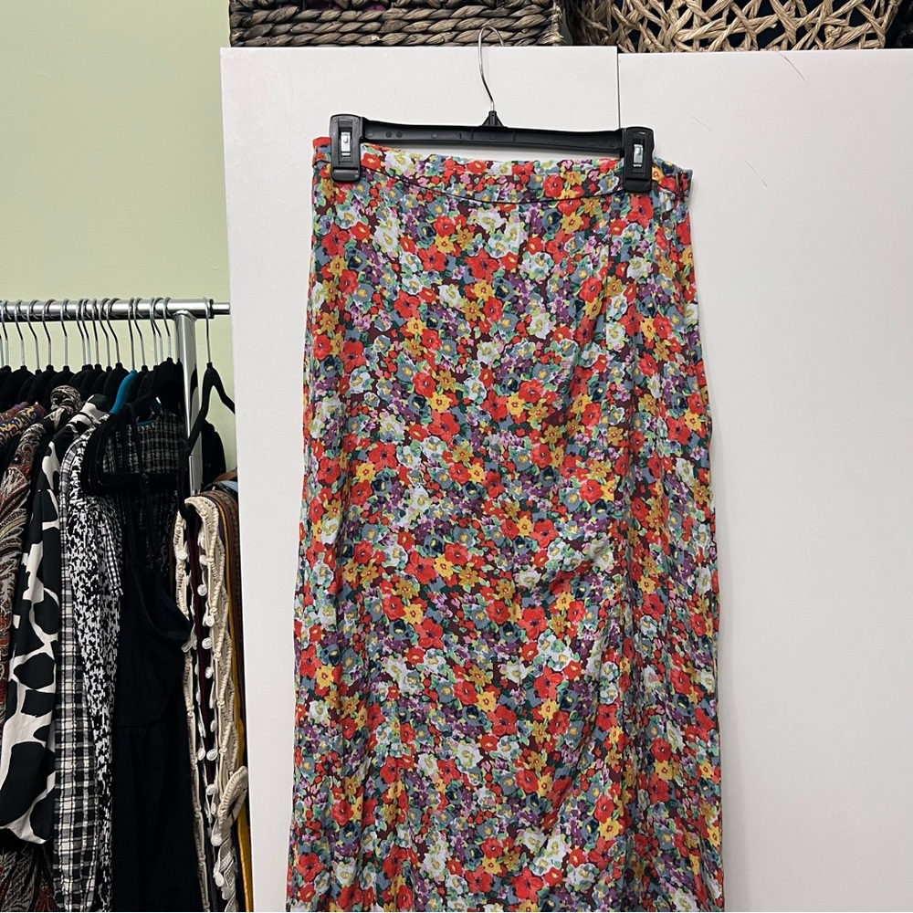 H&M Colorful Floral Midi Skirt